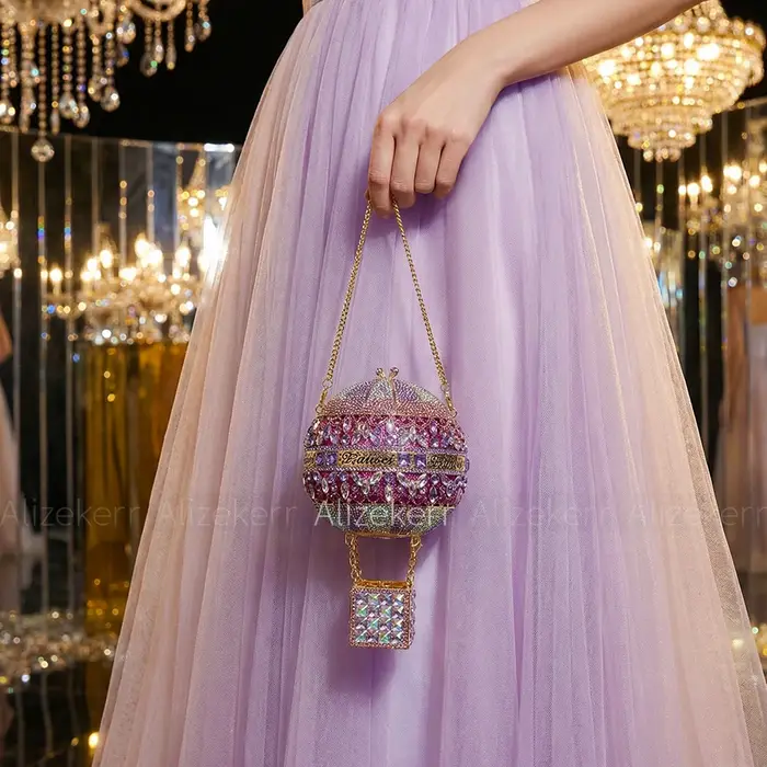 Alizekerr sacs de soirée en cristal en forme de ballon à Air chaud femmes de luxe chic Unique strass