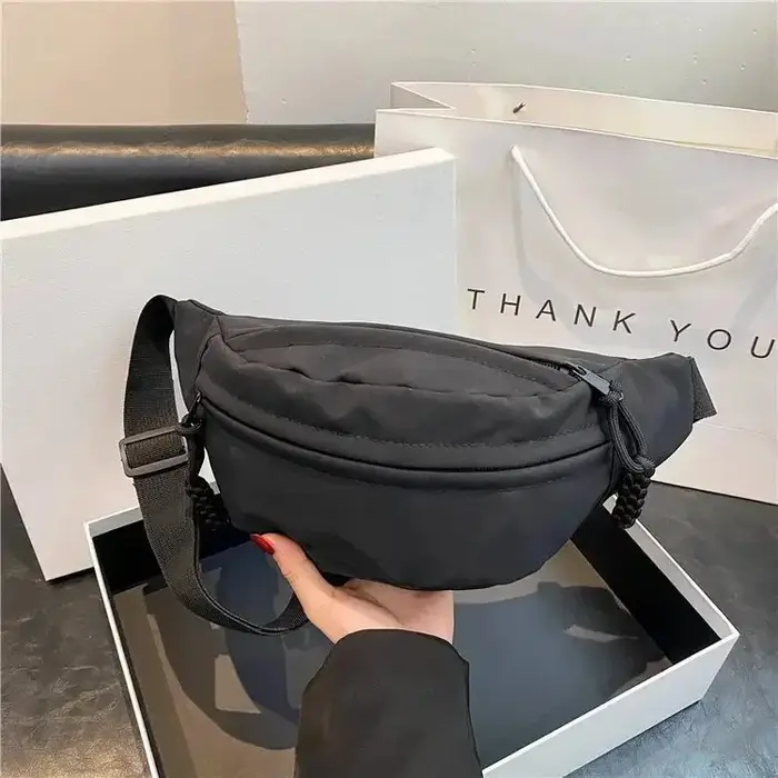Sac de poitrine demi-lune en toile pour femme, sac banane décontracté à bandoulière