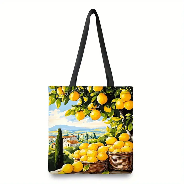 1pc Lemons Tote Bag - Sturdy, Resistant, and Versatile Handbag with Vibrant Citrus Design, Ideal for