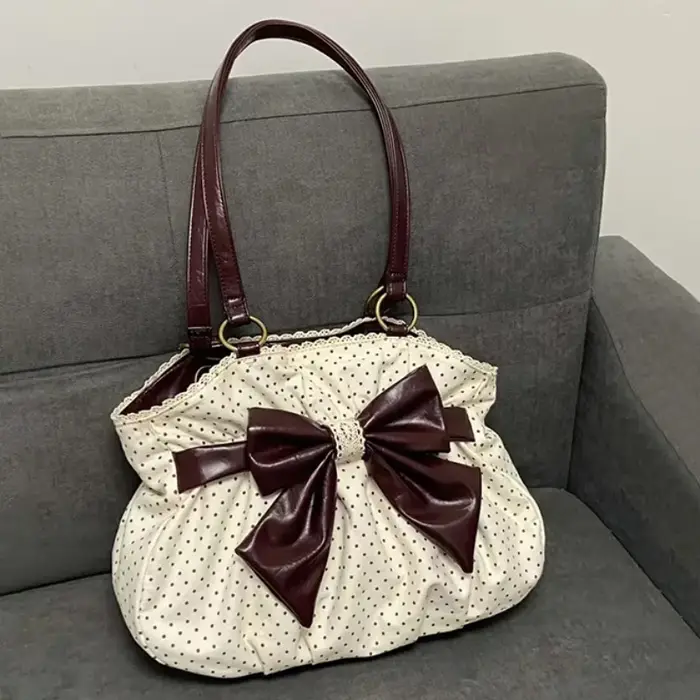 Sac fourre-tout à motif de pois pour femmes