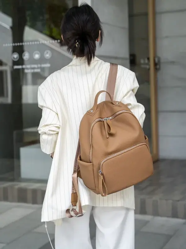 Grand Sac d'École en Cuir de Vache group pour Femme