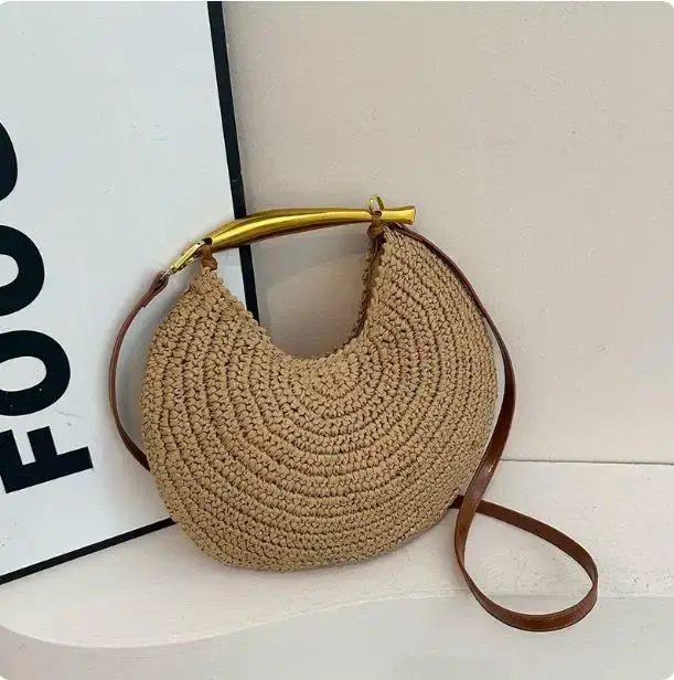 Sacs tissés en paille de plage classiques pour femmes