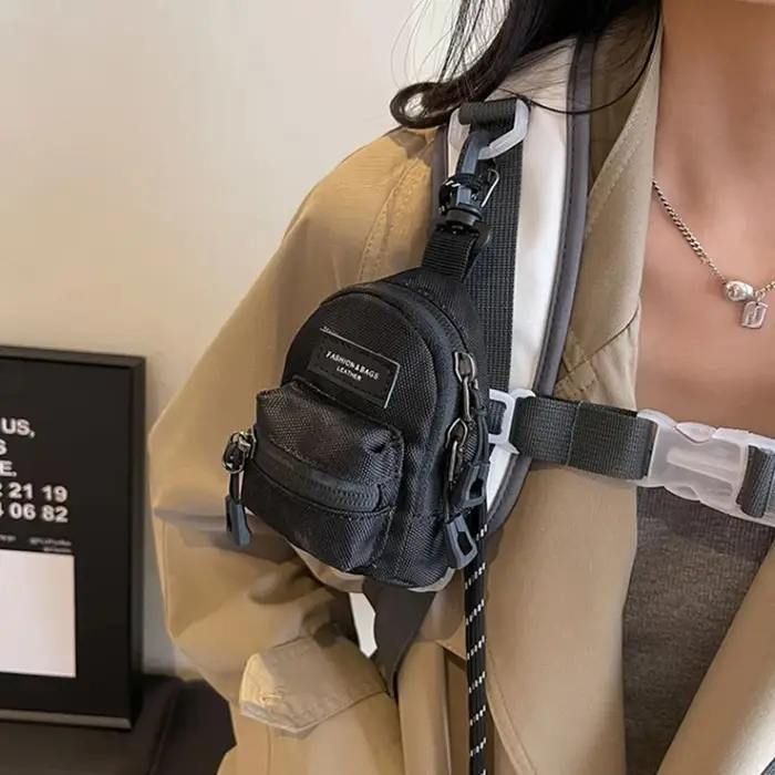 Mini porte-monnaie unisexe, sac bandoulière portable, portefeuilles, sacs à épaule pour écouteurs et clés, style Hip Hop décontracté, polyvalent, nouveauté
