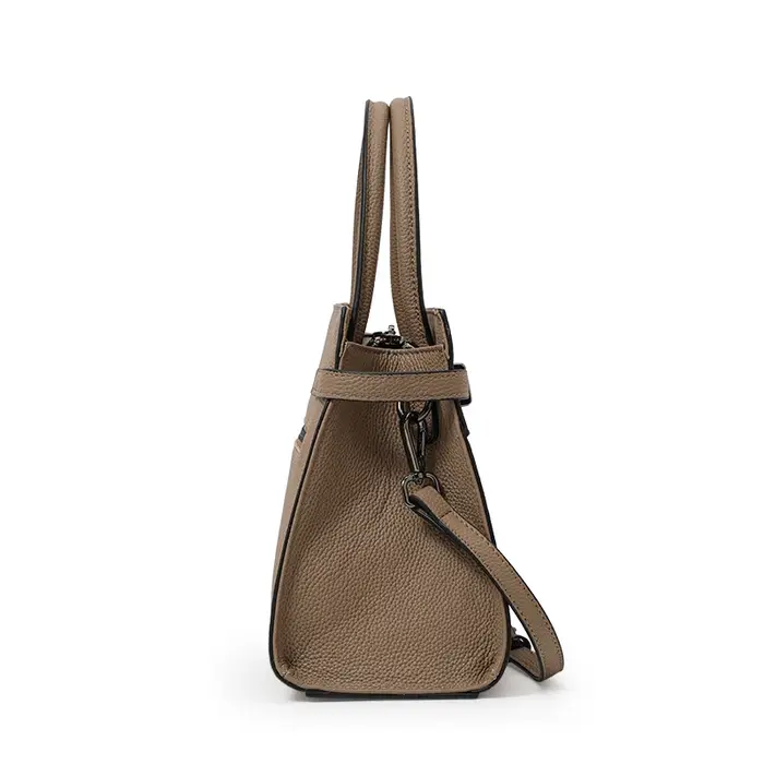 Sac fourre-tout minimaliste en cuir de vachette grain litchi pour femme