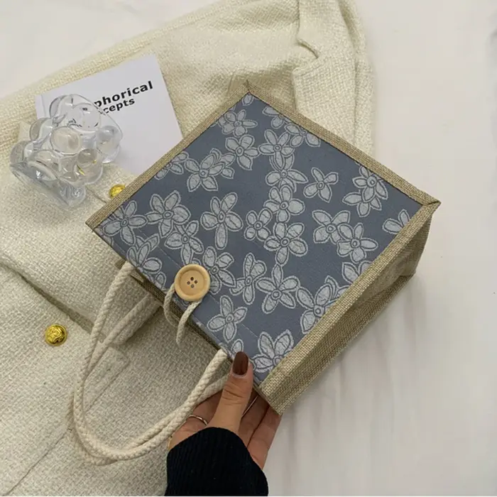 Sac à main en lin portable pour femme
