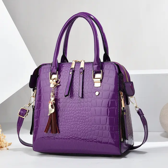Luxueux sac à main fourre-tout en relief crocodile – Sac