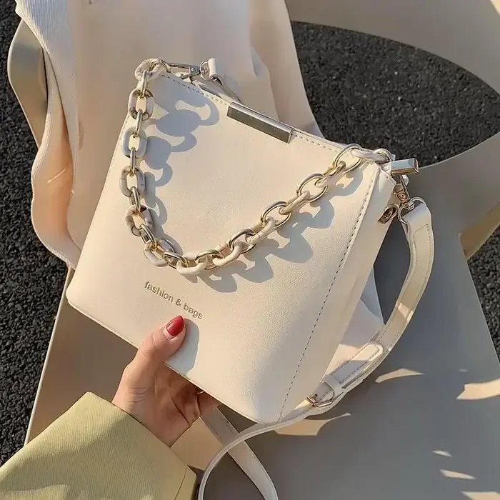 Sac à main en cuir pour femmes, petit sac seau à chaîne fraîche, sac à bandoulière, fourre-tout pour