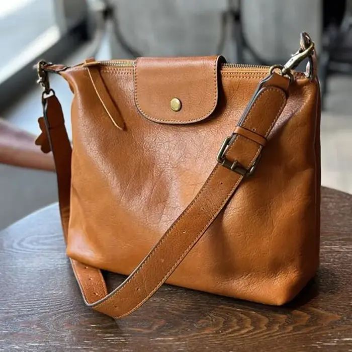 Sac à main pour femme en cuir de vachette tanné végétal vintage 2026, sac à bandoulière unique, déco