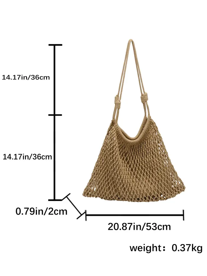 Sac fourre-tout vintage en crochet fait main grande capacité