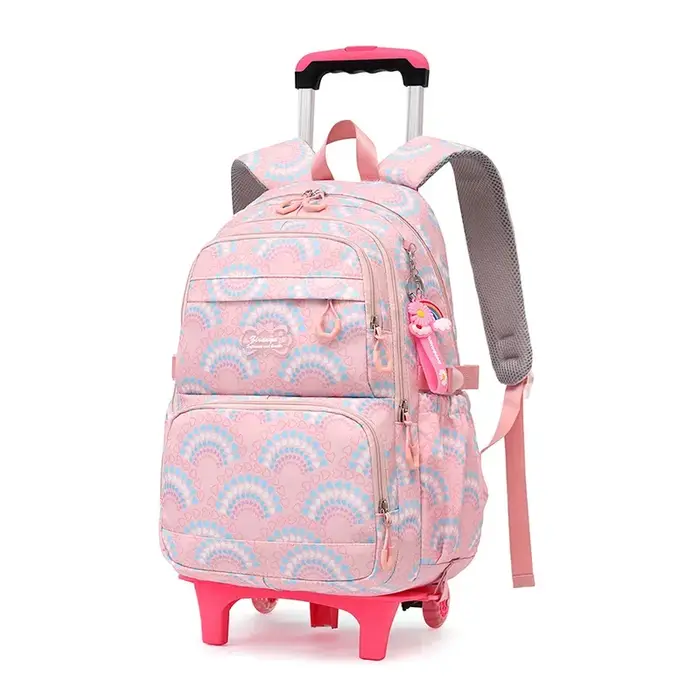 Sac à Dos d'École à Roulettes pour Fille, Cartable Étanche avec Roulettes pour Enfant