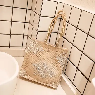 Sac à main en dentelle blanche ivoire pour femmes