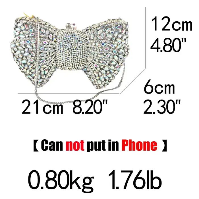Boutique De FGG argent Bow strass pochette pour femmes sac à main De soirée et sac