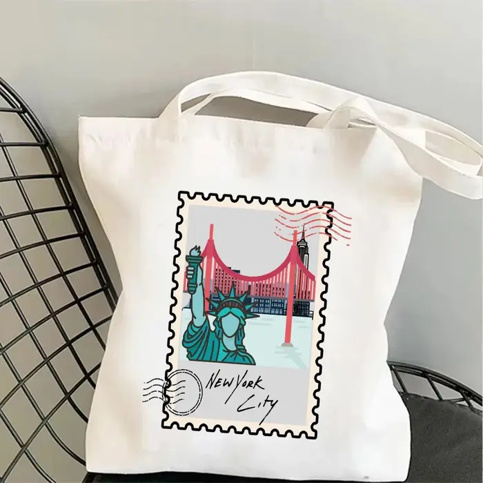 Sac fourre-tout en toile avec motif des monuments de Paris