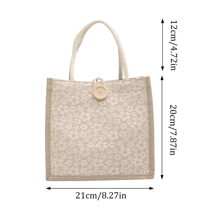 Sac fourre-tout en lin de style japonais pour femmes, sac à lunch minimaliste, sac de transport pour