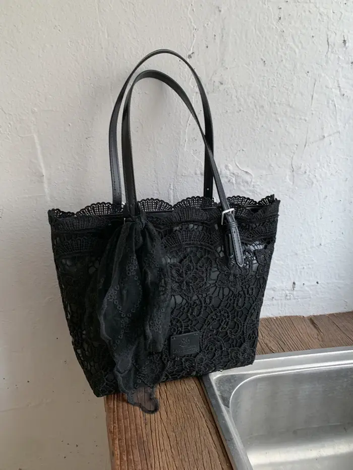 Sac fourre-tout en dentelle avec nœud pour femmes