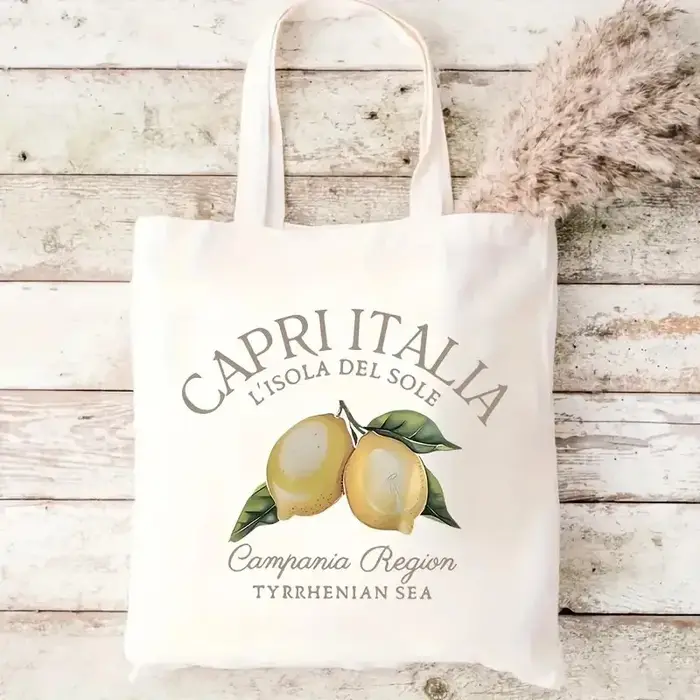 Sac fourre-tout en toile La Dolce Vita au citron
