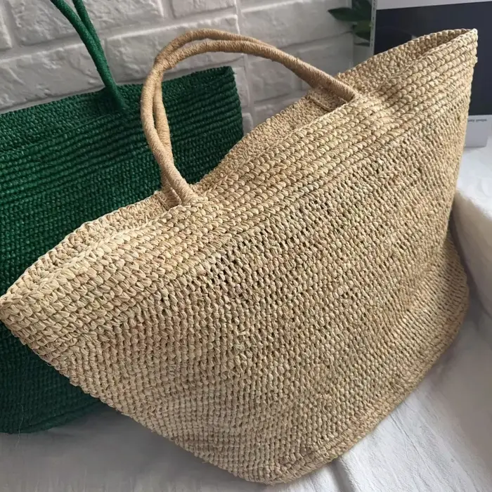 Sac fourre-tout en paille de raphia grande capacité pour femme