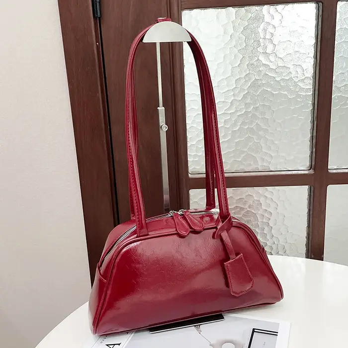 Sac à bandoulière en cuir Pu rouge pour femmes