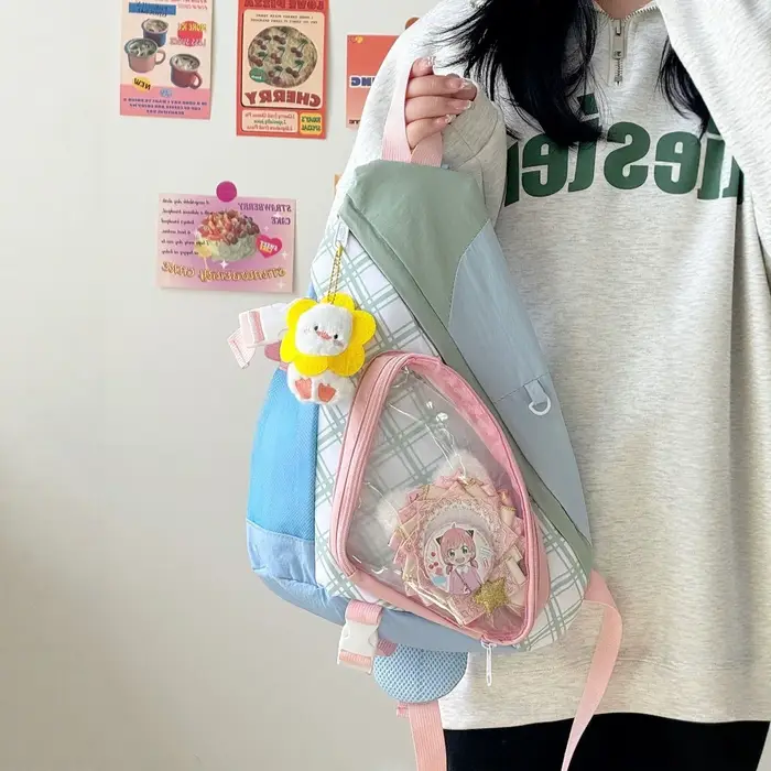 Sac de poitrine de grande valeur pour fille, Version japonaise et coréenne, mignon et doux, transfrontalier en diagonale, sac Transparent Ulzzang Ita Y2K