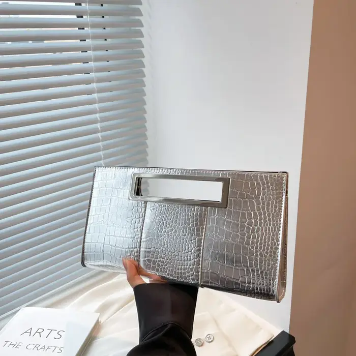 Pochette en cuir PU gaufré Crocodile pour femmes