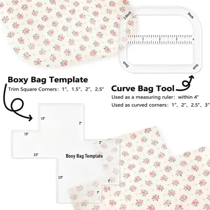 5Pcs Kits de patrons pour sacs carrés pour les amateurs de couture DIY