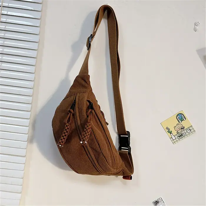 2024 mode Fanny Pack décontracté velours côtelé ceinture sacs pour femmes femme banane taille sac hanche sac à main épaule bandoulière poitrine sac poche