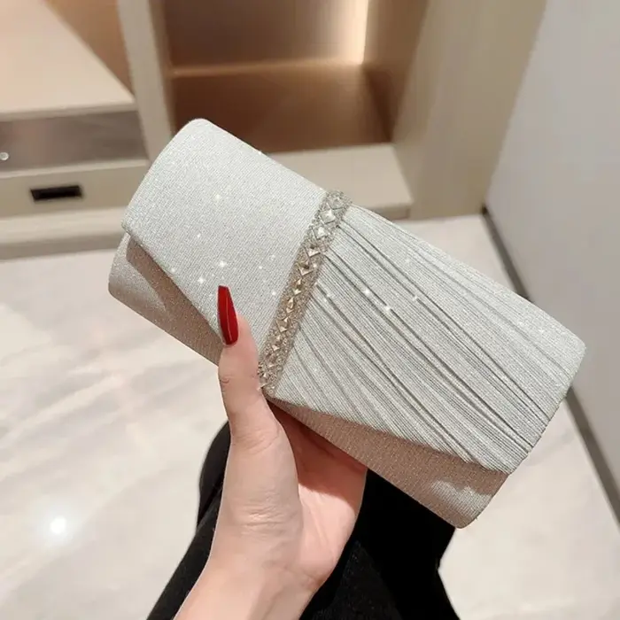 Pochette à paillettes argentées pour femmes