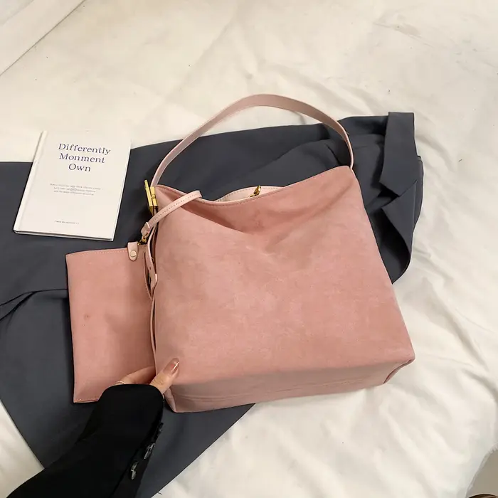 2 ensembles sac à bandoulière seau pour femmes haute capacité Vintage gommage en cuir sac de messager café marron