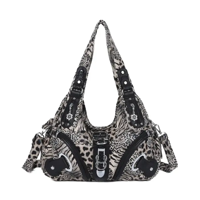 Angelkd'appareils-Sac à main léopard à poignée supérieure pour femmes, sacoche à la mode, pack de bo