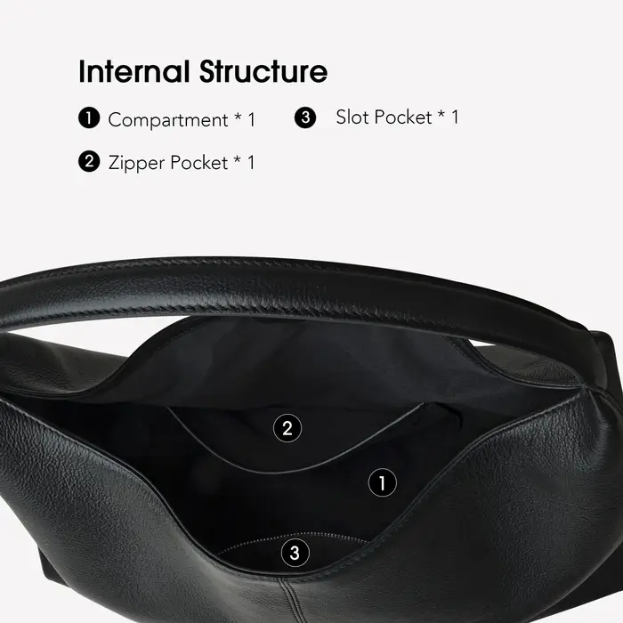 Sac hobo en cuir souple pour femme Donna-in, grande capacité, noir, sac à bandoulière décontracté