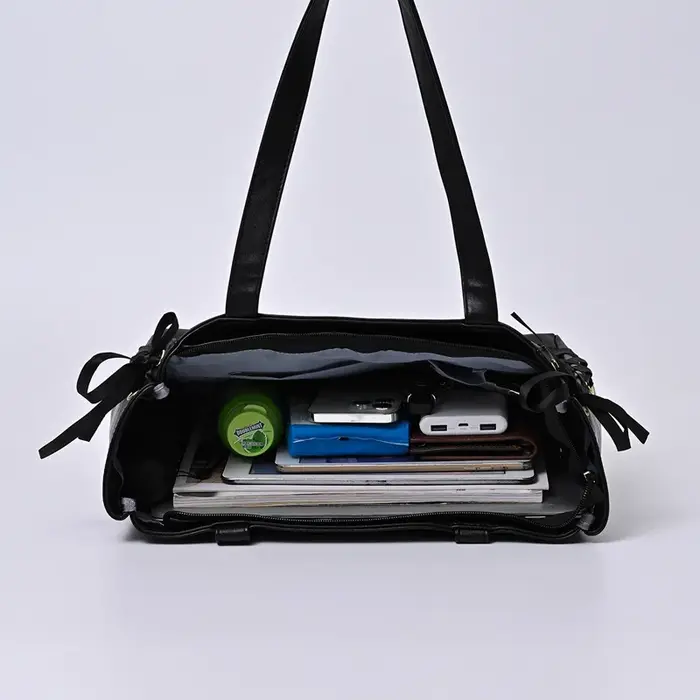 Sac à poignée supérieure pour femmes, sac à bandoulière en ruban de Satin à pois, grande capacité pour étudiants, Texture confortable et polyvalente, sac Ita