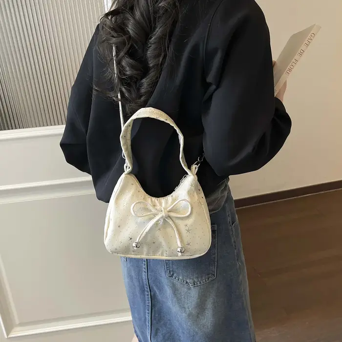 Sac à bandoulière Hobo jaune pâle à imprimé étoiles pour femme