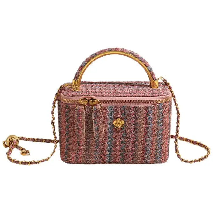 Sac à bandoulière mini en paille tressée pour femme