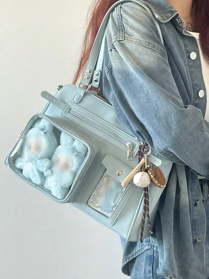 Sac à bandoulière et sac à main en cuir PU noir de style vintage