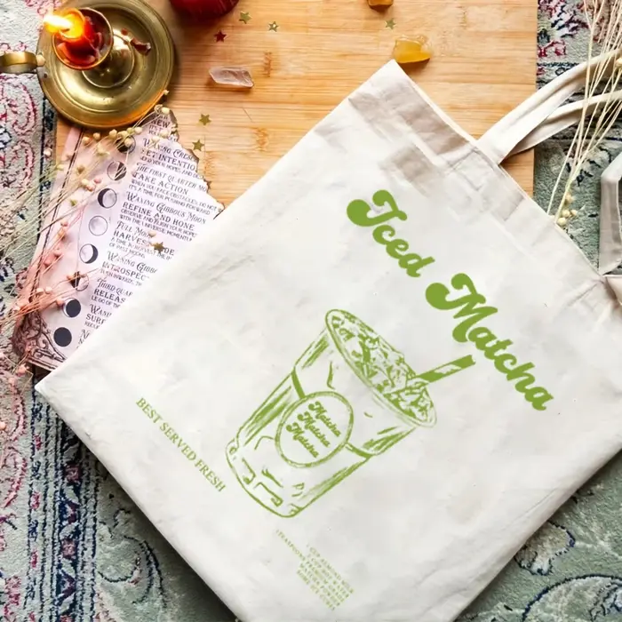 Sac fourre-tout en toile à motif Matcha Latte, sac à bandoulière pour voyage, déplacements quotidien