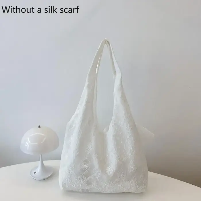Fourre-tout en toile de fleurs de dentelle fraîche d'inspiration coréenne, grand sac à main à la mod