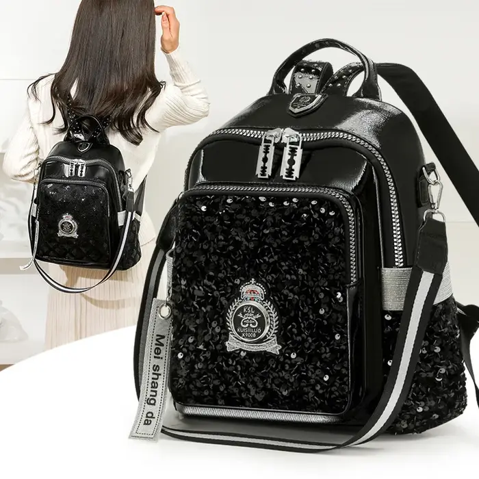 Sac à dos à paillettes grande capacité pour femme