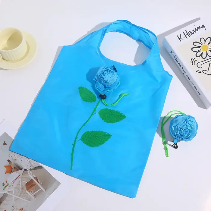 🧫   Sac de courses pliable à motif de fleurs roses, sac fourre-tout pliable de grande capacité, sac 
