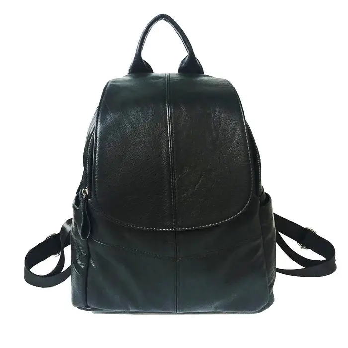 Sac à dos en cuir véritable antivol pour femme