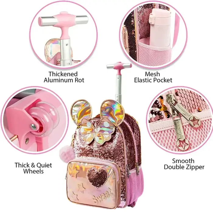 Sac à dos roulant pour filles
