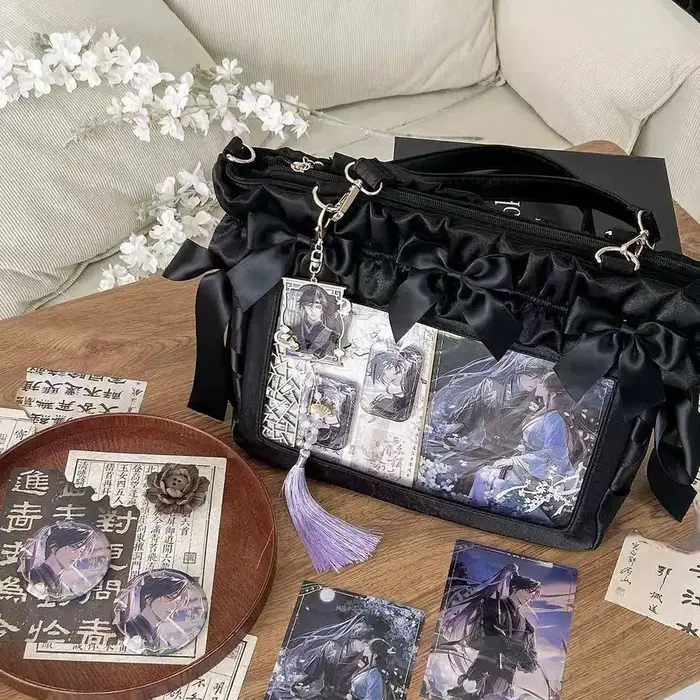 JIAERDI doux mignon arc froncé sac fourre-tout femmes grande capacité Anime Badge Ita sac dames mult
