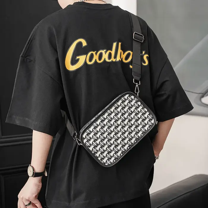 Sac bandoulière en toile jacquard pour homme