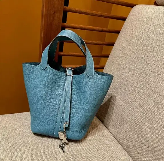 Sac Seau de Marque 18-22CM pour Femme, Tendance 2026, Sac à Main en Cuir Véritable de Luxe, Sac Four