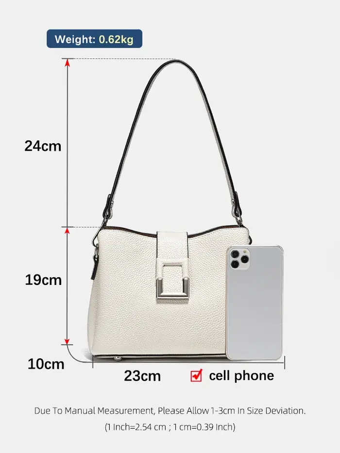 Zency-Grand Sac à Main en Cuir group pour Femme, Sac à Bandoulière Blanc, Noble, Designer, Initié Co