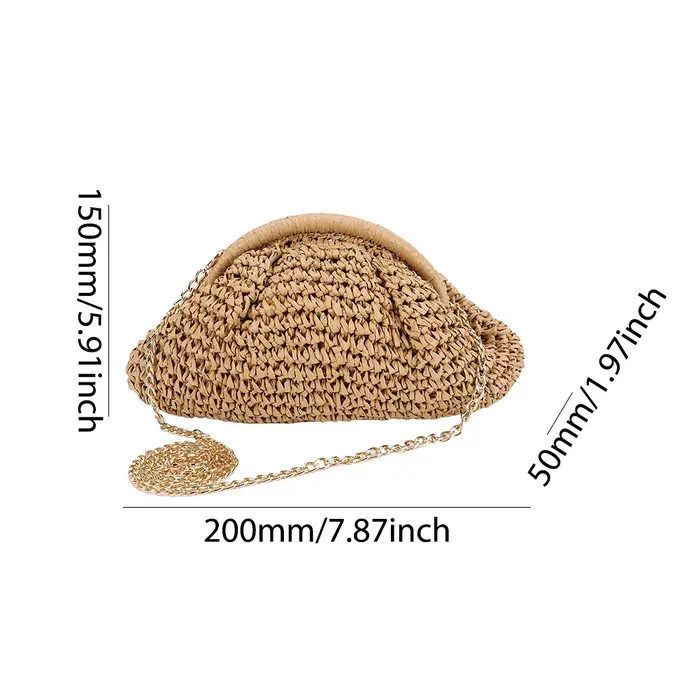 JOStrap-Sac tissé en paille pour femme, sac à main solide, sac à boulettes, grande capacité, fête et vacances, initié à la mode