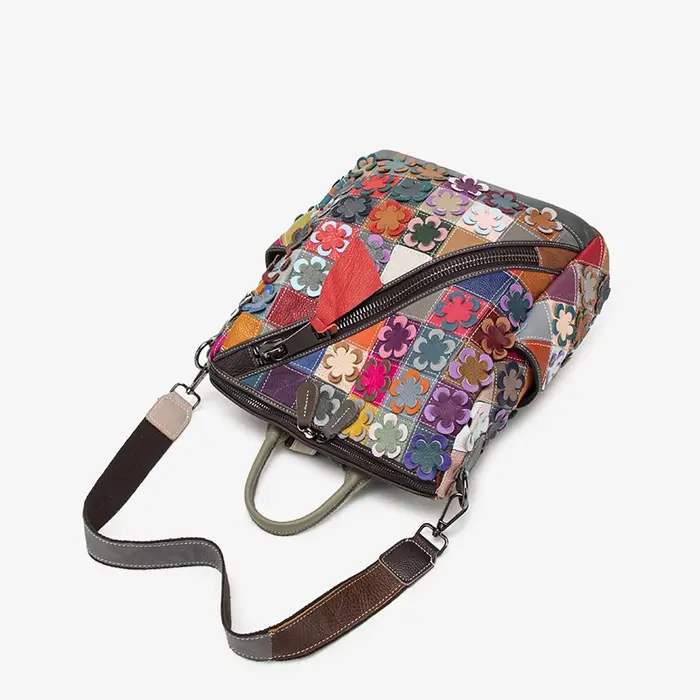 Sac à dos de voyage en cuir véritable pour femmes, sac à dos d'épissure de couleur, couche de tête r