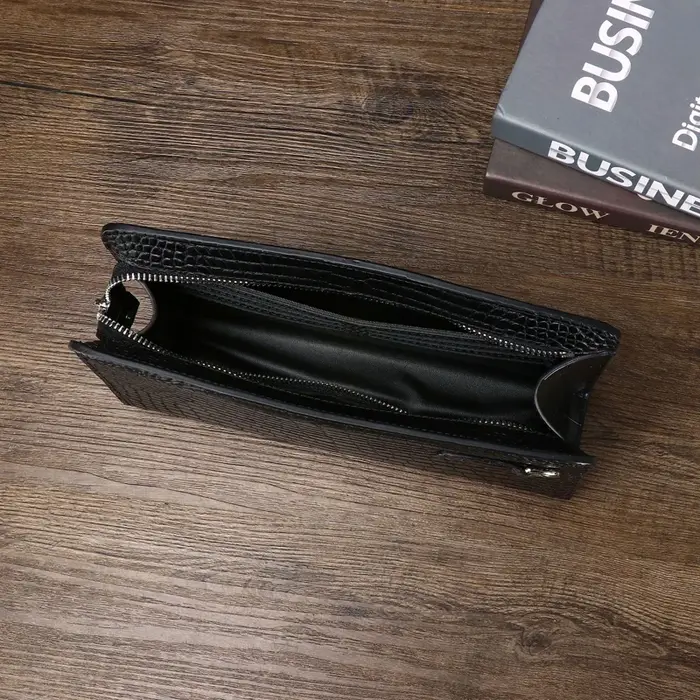 Pochette en cuir véritable pour hommes