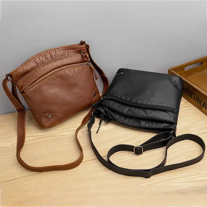 Sac à bandoulière en cuir PU souple pour femmes
