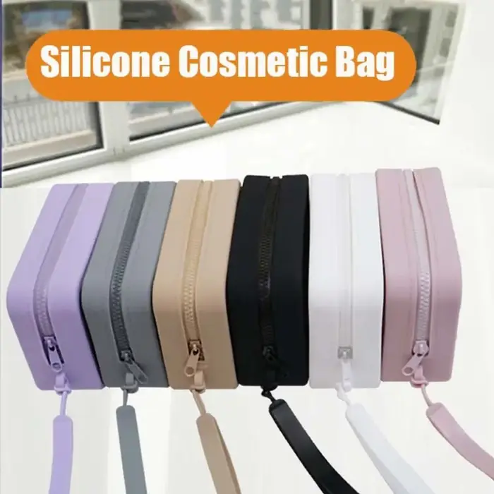 Morandi couleur Silicone sac cosmétique porte-monnaie grande capacité multifonction sac de rangement Rectangle
