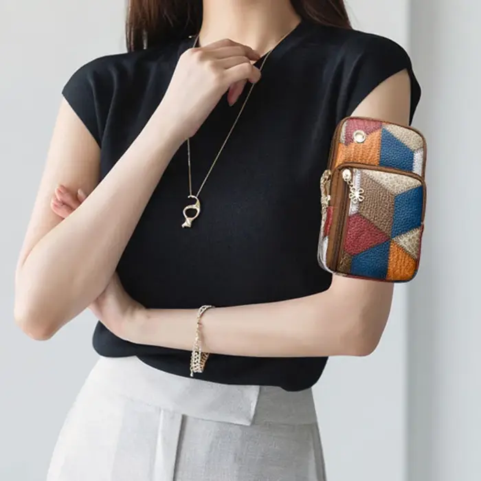 Sac à bandoulière Patchwork à motif de diamant pour femmes